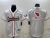 Men's Arizona Cardinals White Team Big Logo With Patch Cool Base Stitched Baseball Jersey